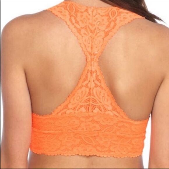 Intimately Free People Neon Orange Racer Back Lace Bralette Size XS NWT - Picture 2 of 14